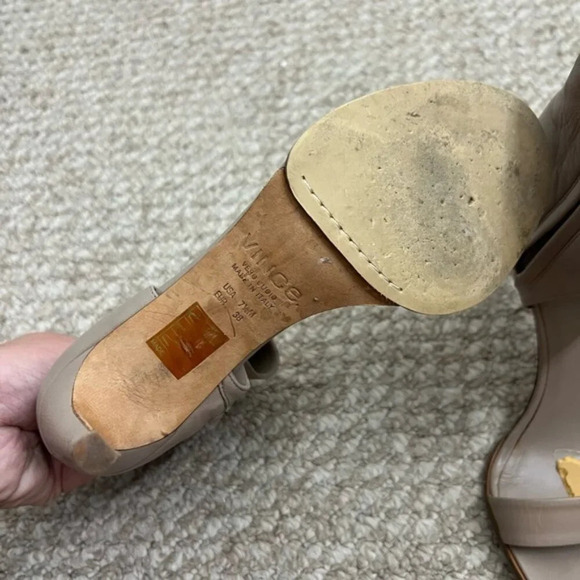 Vince heels strappy leather size 7.5 brown  gray - Picture 5 of 13